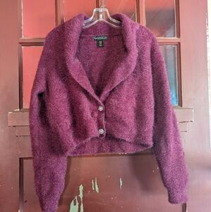 House Of Harlow fuzzy glam cropped cardigan